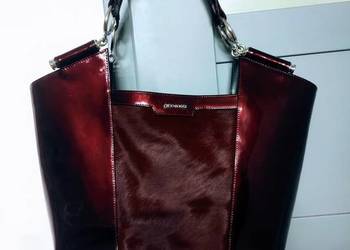 Gino Rossi maxi duża torba shopper z naturalnej skóry i sierści