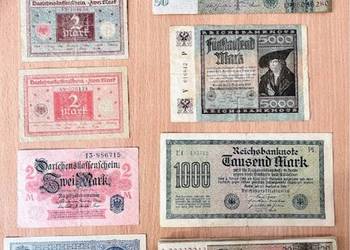 Zestaw banknotów, marki, reichsmarki, 1, 2, 5, 20, 50, 1000, 5000