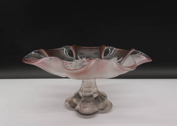 Patera szklana Różowe Szkło z tłoczonymi różami