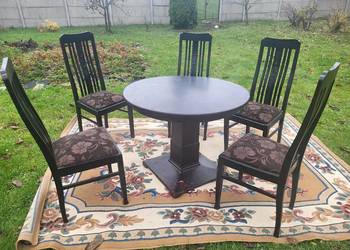 Stary solidny stół z 5 krzesłami przedwojenny !!