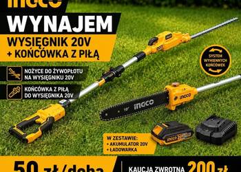 Wynajem piła-nożyce do żywopłotu na wysięgniku