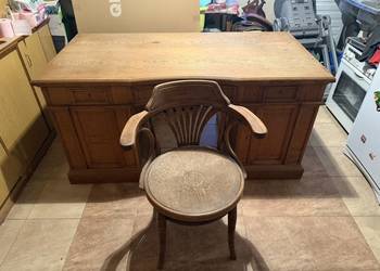 Drewniane biurko + krzesło – stary styl – do renowacji