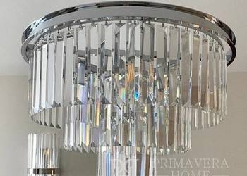 Plafon glamour kryształowy srebrny żyrandol przysufitowy nowoczesny 50cm