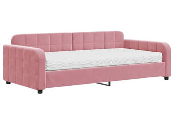 Sofa z materacem do spania różowa aksamit 100x200 cm WM-3196915