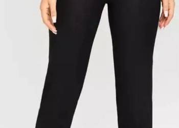 Spodnie damskie eleganckie długie proste kant czarne MW rozm. 42 pas 84cm