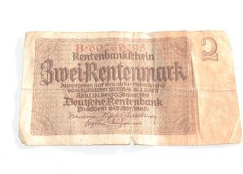 Stary banknot 2 marki 2 Rentenmark 1937 antyk Niemcy - III R