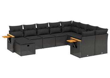 10-cz. zestaw wypoczynkowy do ogrodu poduszki czarny rattan PE WM-3227154