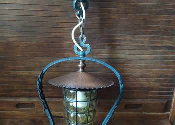 Stara lampa wisząca żyrandol altana weranda rzemiosło loft vintage PRL