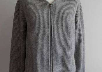 Sweter Wełniany Wełna Kaszmir Szary Rozpinany z Zamkiem Massimo Dutti 42/44