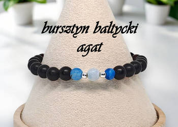 Bransoletka z bursztynu, BURSZTYN bałtycki wiśniowy, AGAT #1022