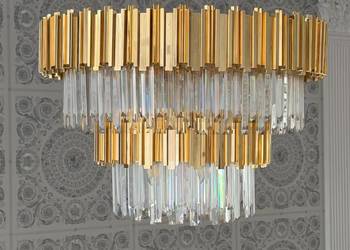 Złoty Żyrandol Kryształowy Empire XL Glamour Okrągły Lampa Wisząca