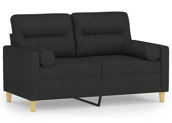 2-osobowa sofa z poduszkami czarna 120 cm tkanina WM-3200817
