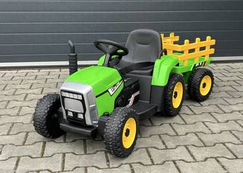 Traktor na akumulator z Przyczepką Pilot 137cm 12V Miękkie koła EVA Tablice