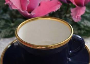 Kobalt i złoto*ponadczasowa elegancja*filiżanka ze spodkiem