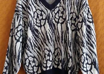 Sweter męski biało-czarny 100% Anilana.Roz L