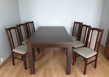 Stół drewniany rozkładany 160x90 cm (230x 90 cm) z krzesłami