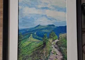 Ścieżka w Bieszczadach-  gwasz na papierze A4