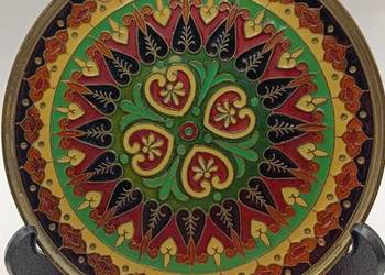 Mosiężny talerz dekoracyjny mniejszy Cloisonne emalia komórkowa