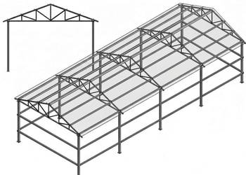 KONSTRUKCJA HALI STALOWEJ DWUSPADOWEJ 6X16