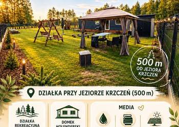 Działka z domkiem nad jeziorem