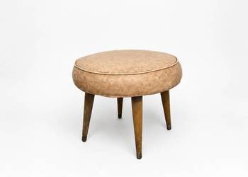 Kultowy podnóżek / pufa PRL – patyczak vintage (loft / mid-century)