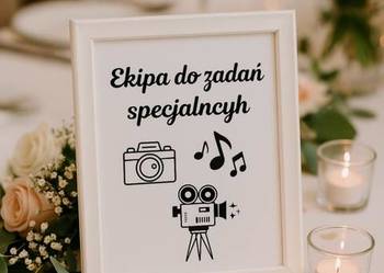 Tabliczka na Wesele Ekipa do zadań specjalnych a4 biała ramka