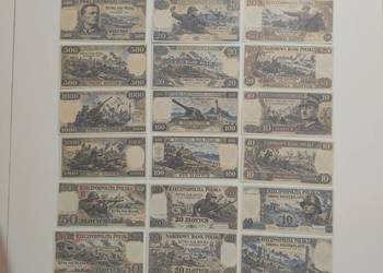 zestaw 9 sztuk banknotów kolekcjonerskich z serii BITWY WRZEŚNIOWE 1939