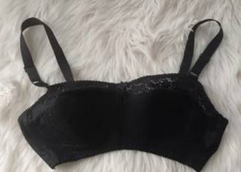 Biustonosz damski czarny koronka kwiaty 80C