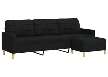 3-osobowa sofa z podnóżkiem czarna 210 cm tkaniną WM-3278253