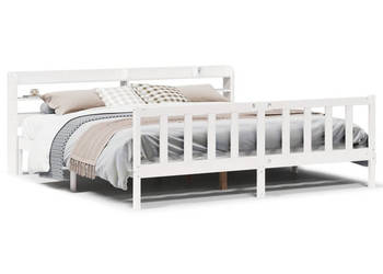 Łóżko bez materaca białe lite drewno sosnowe 200x200 cm WM-3306589