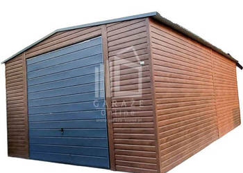 GARAŻ BLASZANY 5m x 7m - dwuspad - Brama drewnopodobny ID109