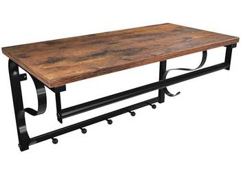 Półka z wieszakami na ubrania drewniana LOFT