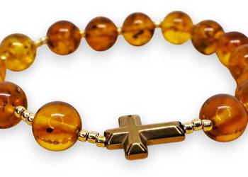 Bransoletka różaniec, dziesiątka różańca z bursztynu, BURSZTYN #1507