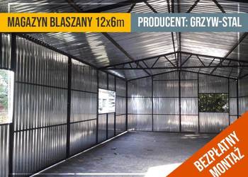 Garaż Blaszany Ocynkowany 12x6 - Magazyny , Garaże, Schowki - GrzywStal