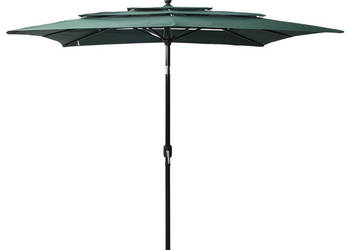 3-poziomowy parasol na aluminiowym słupku zielony 25x25 m WM-313837