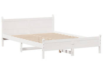 Rama łóżka bez materaca biała lite drewno sosnowe 140x190 cm WM-855604