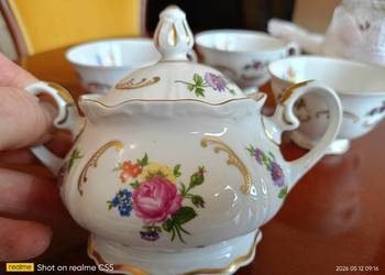 Porcelana Reichenbach cukierniczka plus 3 filiżanki
