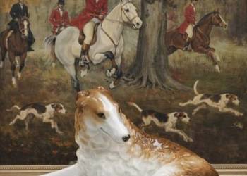 Łomonosow LFZ pies BORZOJ Chart rosyjski figurka porcelanowa