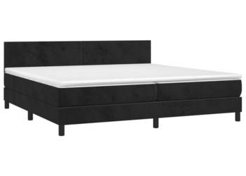 Łóżko z Materacem Kontynentalne Czarne Aksamit LED 200x200cm WM-3134305