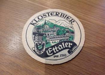 Stara Podkładka pod Piwo KLOSTERBIER Ettaler od 1330 r , Dwustronna