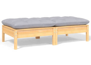 2-osobowa sofa ogrodowa z szarymi poduszkami drewno sosnowe WM-806657