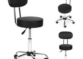 Stołek obrotowy z oparciem taboret kosmetyczny medyczny fotel regulowany c…