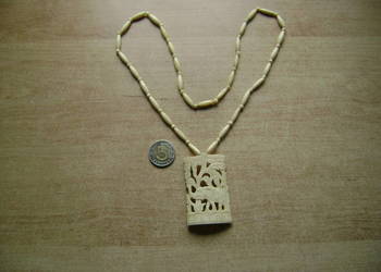 Starocie z PRL - Biżuteria = Naszyjnik z kości indyjskich TANIO