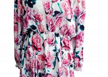 Sukienka w kwiaty - kobiecy krój i pełen uroku biust-128cm