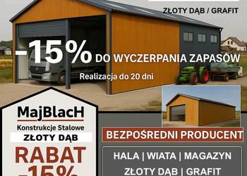 A49-Duża Wiata /Hala Garaż Blaszany RAL |PRODUCENT KONSTRUKCJI – Maj-Blach