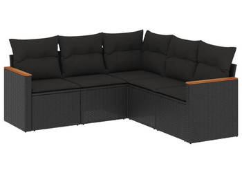 5-cz. zestaw wypoczynkowy do ogrodu poduszki czarny rattan PE WM-3258359