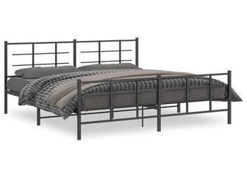 Metalowa rama łóżka z wezgłowiem i zanóżkiem czarna 200x200cm WM-355586