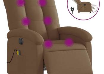 vidaXL Rozkładany fotel masujący, elektryczny, brązowy, tkanina(SKU:3204084
