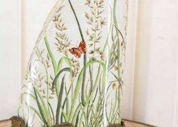 Porcelanowy Zielony Wazon - Motylki Kwiatki- Porcelana + Brąz 34cm