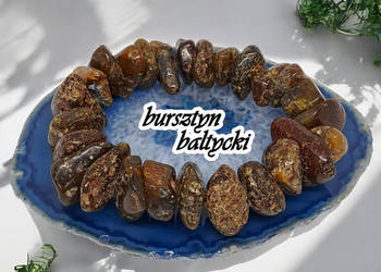 Bransoletka z bursztynu, bursztyn bałtycki brudasek polerowany gruby #167